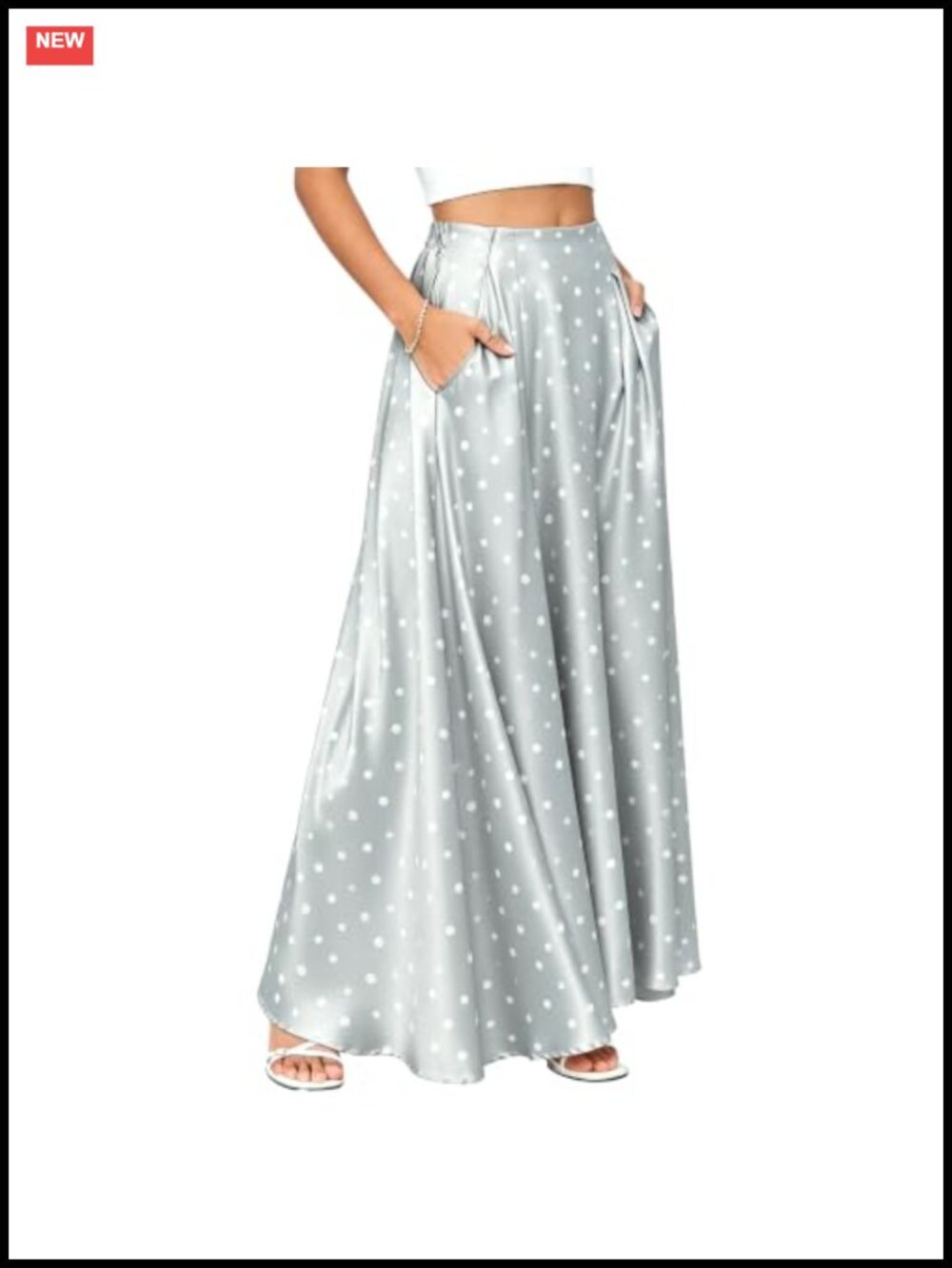 Satin Maxi Skirt High Waisted ALine Flowy Long Office Party
